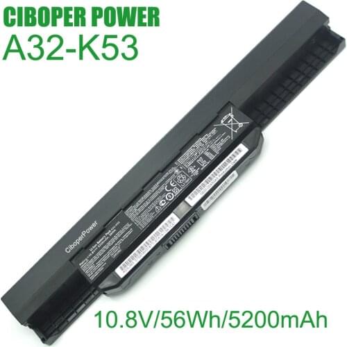 Original Quality Battery 10.8V 5200mAh A32-K53 56Wh for K43 K43E K43J K43S K43SV K53 K53E K53F K53J K53S K53SV A43 A53S A53SV A4