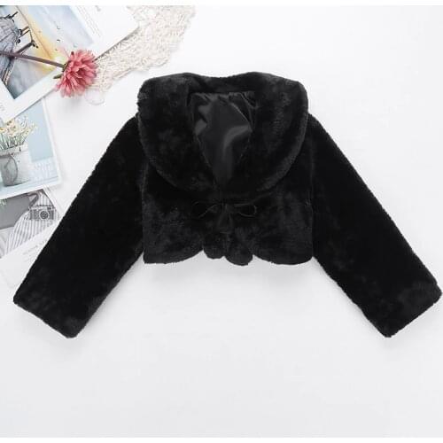 Winter Baby Girls Faux Fur Long Sleeve Coat for Flower Girls Dress Jacket Kids Wedding Party Wrap Formal Occasion Prom Jacket