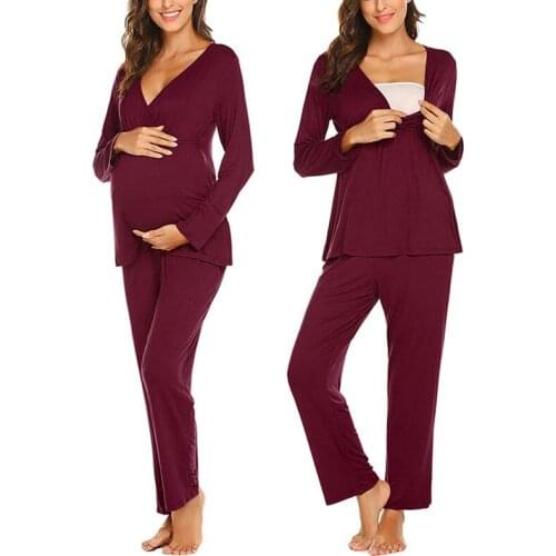 2019 European And American-Style Selling Pregnant WOMENS Nursing Womens Sleepwear Solid Color Multi-functional Pregnant