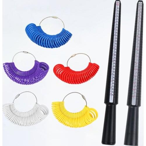 Plastic Ring Size Finder Mandrel Stick Finger Gauge Kit for DIY Jewelry Making Ring Sizer Measuring Jewellery Tool Set