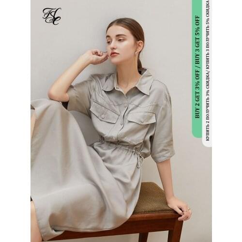 FANSILANEN Office Lady Temperament Tooling Style Oversize Dress Women High Waist 2021 Summer New Niche Casual Split Dress