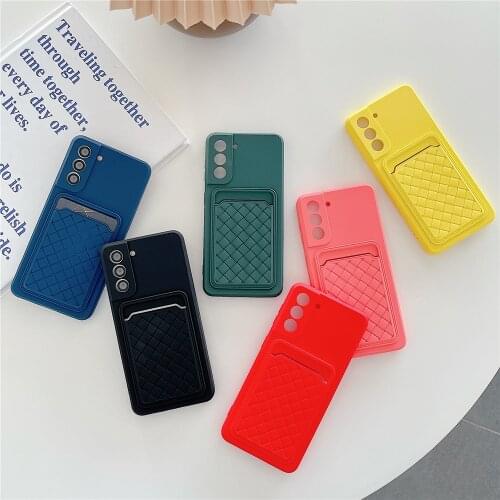 Liquid Silicone Woven Wallet Case For Samsung Galaxy S21 Plus S 21 Ultra A21S A32 M21 A12 A52 A51 A71 A72 A 12 Card Pocket Cover