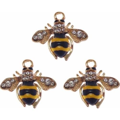 2pcs Gold Zinc Alloy Bees Charms for earring Enamel Gold Animal Jewelry Pendant For Earring Necklace Bracelet Jewelry DIY Crafts