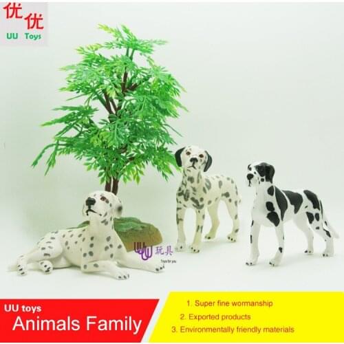 Hot toys: Great Dane Dalmatian dog family pack Simulation model Animals kids toys children educational props Action Figures