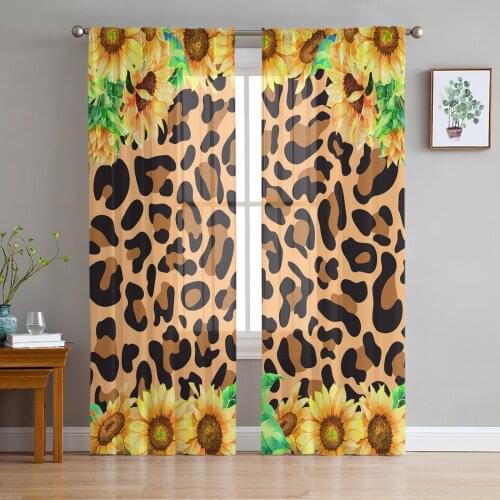 Sunflower Leopard Texture Sheer Curtains for Living Room Bedroom Kitchen Tulle for Windows Voile Drapes Home Decoration