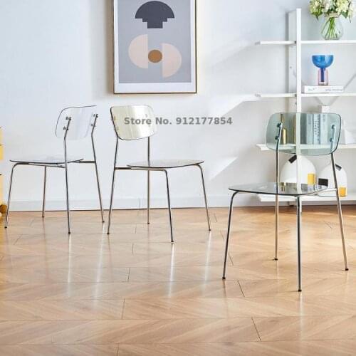 Transparent Dining Chair Home Acrylic Nordic Simple Crystal Backrest Stool Net Red Ins Milk Tea Shop Negotiation Chair