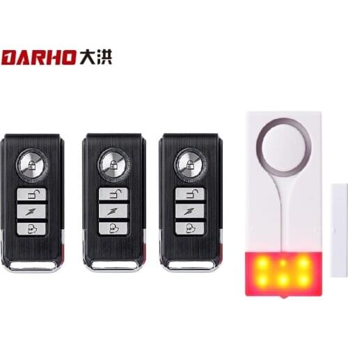 Darho 433MHz With 3Remote Controller Bell Red Flash With Sound Window Door Magnet Sensor Detector Wireless Alarm