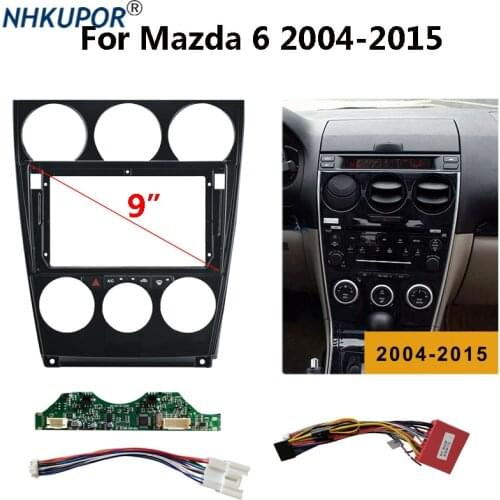 9 inch 2 Din Car Radio Fascia For Mazda 6 2004-2015 Stereo Panel Mounting Bezel Faceplate Center Console Holder+Cable+PCB Board
