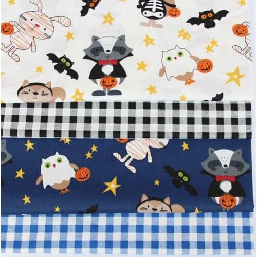 Animal Grids Owl Cotton Twill Fabric For DIY Clothes Dress Patchwork Quilting Sewing Fat Quarters Tissue Needlework Tilda Fabric