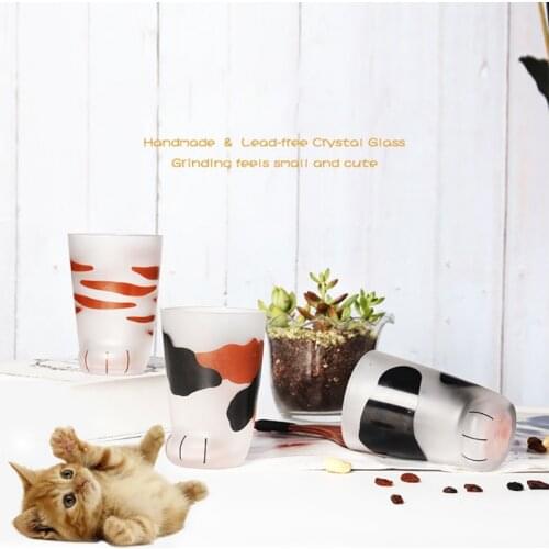 Cat Claw Glass Cup Frosted Glass Cat Palm Milk Coffee Cup Cat Feet Cup Home Office Coffee Milk Cups Student Milk Cup