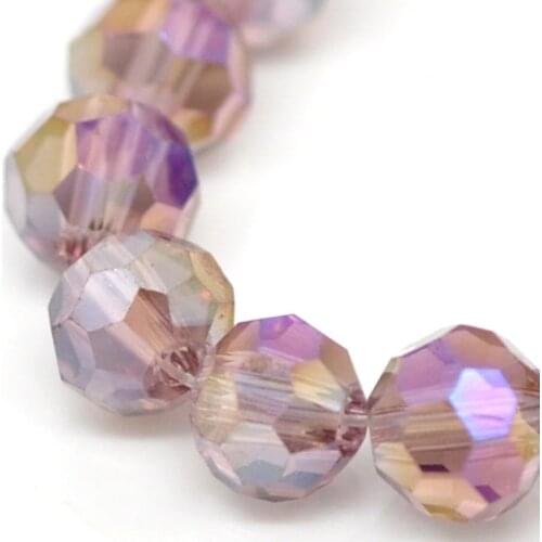 Glass Loose Beads Ball Purple AB Rainbow Color Aurora Borealis Plated Faceted About 4mm Dia, 3 Strands (Approx 100 PCs/Strand)