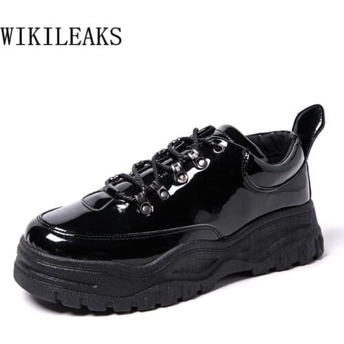 Patent Leather Casual Shoes Men Luxury Brand Black Leather Shoes Men Platform Shoes Chaussure Homme Cuir Tenis Masculino Adulto