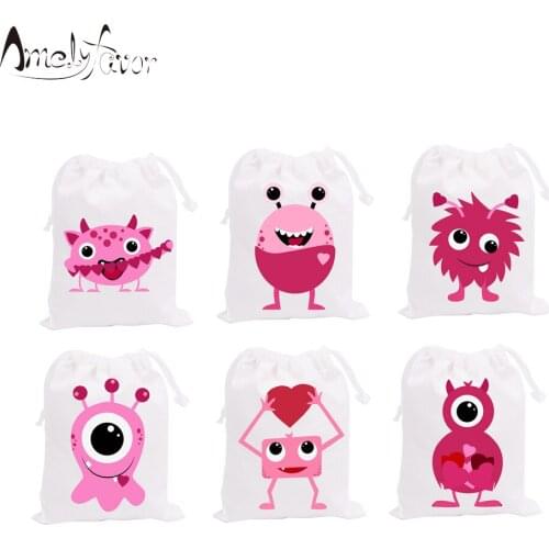 Monsters Theme Party Bags Candy Bags Gift Bags Valentine Monster Decorations Baby Shower Event Birthday Party Container Supplies
