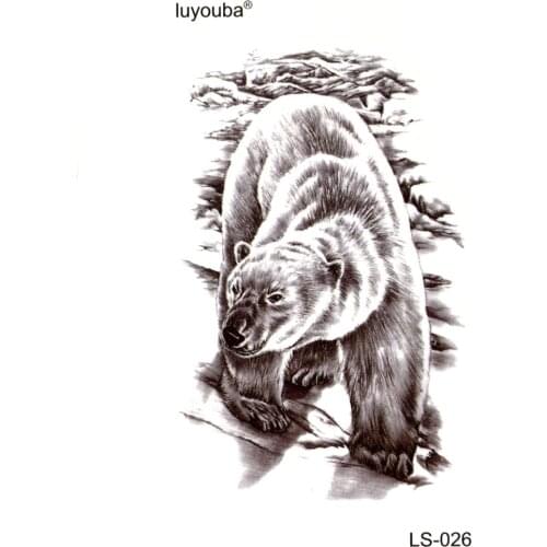 50pcs Polar bear waterproof temporary tattoos men cute animal sleeves flash tattoo sticker tatuajes temporary tatoo men