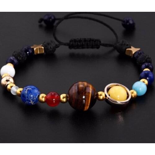 Universe Planets Beads Bangles & Bracelets Natural Solar System Energy Bracelet For Women Mens Jewelry Bracelet Pulseira homme