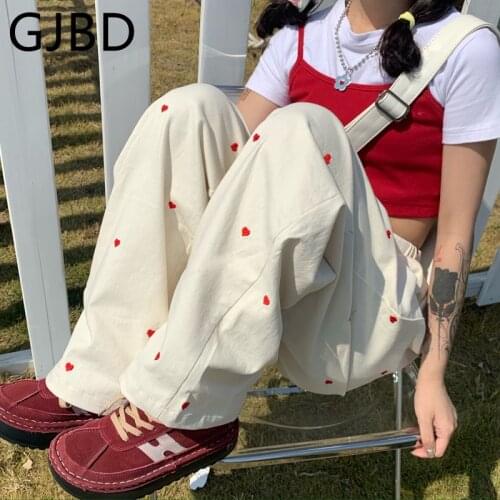 Womens Jeans 2021 New Embroidery Wide Leg Middle Waist Mom Trousers Leisure Baggy Vintage Femme Jeans Girl Straight Denim Pants