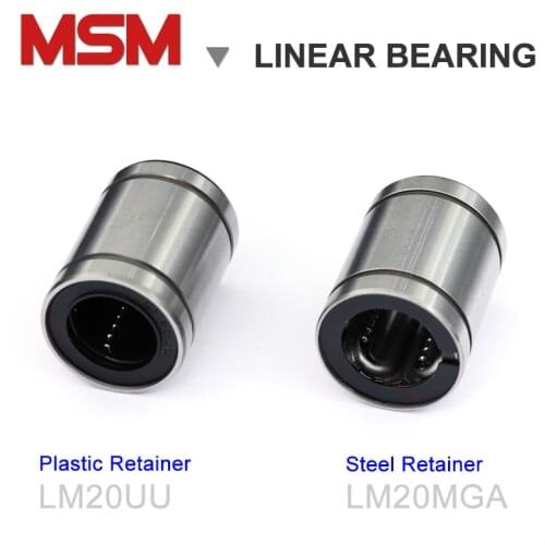 10pcs MSM Steel Cage Linear Bushing LM20MGA High Temperature LM20GA Slide Motion Shaft Guide Bearing 20mm 20x32x42mm LM20UU