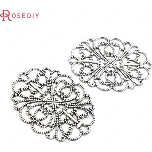 20PCS 34x26MM Antique Silver Color Brass Decorative Spacer Disk Base Jewelry Making Supplies Diy Findings Accessories