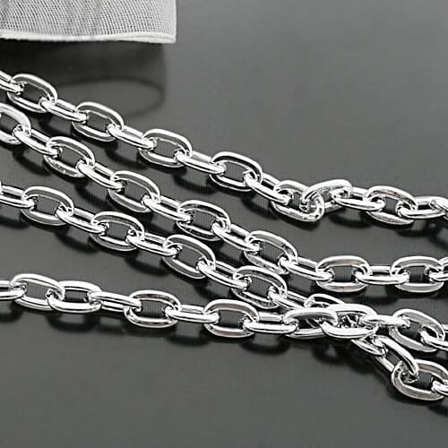 27715)2 meters Size:7x4.8MM,Wire thickness:1.2MM Stainless steel color Plated Iron High Quality Flat O-Chains & Dog Chains