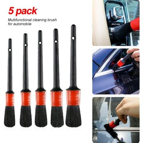5pcs Universal Wheel Dashboard Air Outlet Car Gap Detailing Brush Auto Cleaning Brushes Clean Tools Car Wash Accessories
