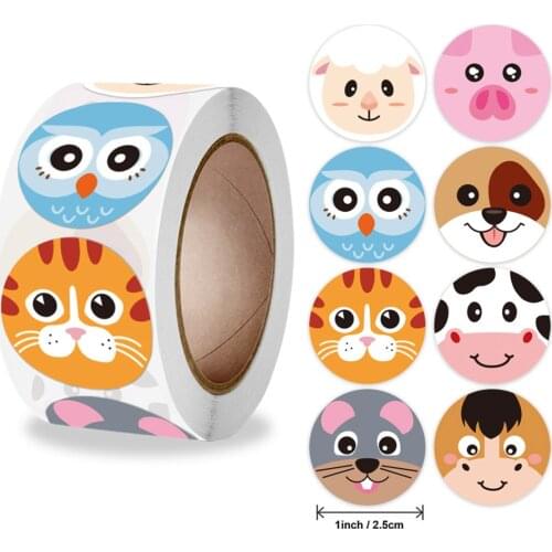 50-500pcs Cute Cartoon Animals Sticker for Kids Encourage Sealing Labels School Teacher Supplies Child Reward Sticker Labels