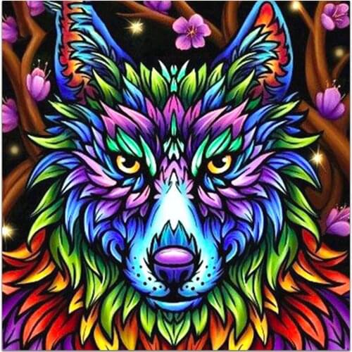 5D DIY Diamond Painting Animal Wolf Owl Face Cross Stitch Kit Full Drill Embroidery Mosaic Art Picture of Rhinestones Decor Sale