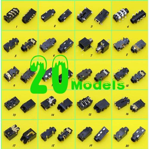 ChengHaoRan 20Models, 2.5mm 3.5mm Audio Jack, Audio connector, Female Headphone Socket for Phone/Handbook/Notebook