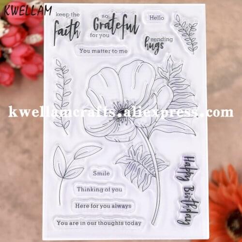 Flowers Leaves Happy Birthday Smile Thinking of you Scrapbook photo cards rubber stamp clear stamp transparent stamp 20102001