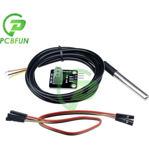 DS18B20 Temperature Sensor Module Kit Waterproof 100CM Digital Sensor Cable Stainless Steel Probe Terminal Adapter for Arduino
