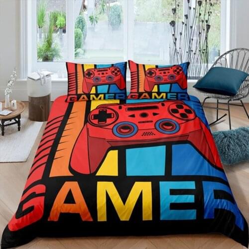 Gaming Bedding Sets for Boys Twin Gamer Console Duvet Cover Set for Double Bed Gamer Joystick Comforter Cover with Pillowcase