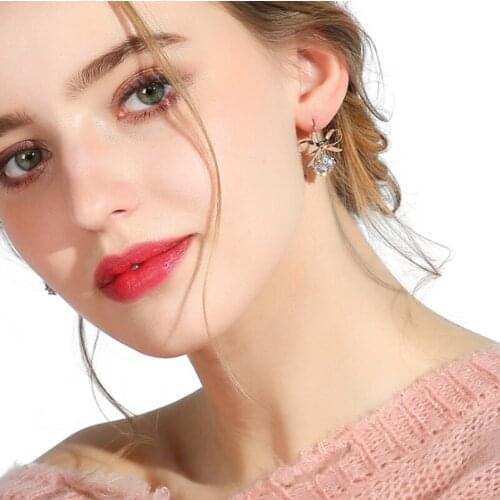 Elegant Gorgeous Gold Cubia Zirconia Earrings Bow Tie Dangle Stud Earring Zircon Wedding Jewelry for Lady Gifts