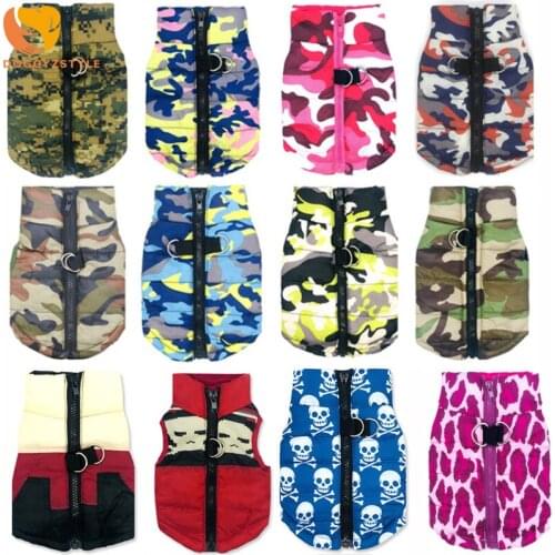 Camouflage Dog Jacket Vest for Small Dogs Winter Warm Pet Clothes Waterproof Puppy Cat Coat Harness Outfits Chihuahua Bulldogs