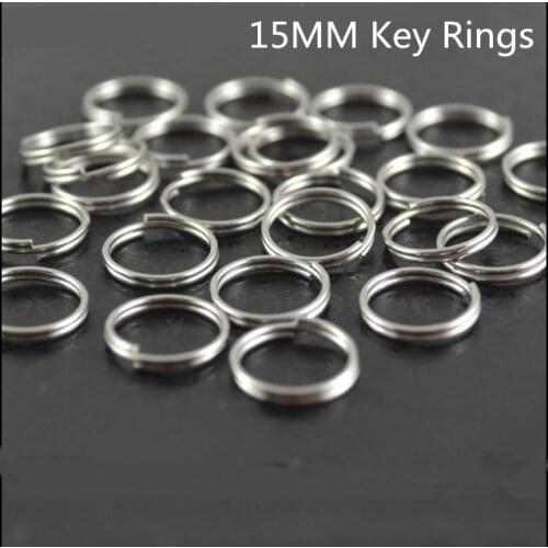 50pcs Keyring Split Ring 15mm Key Ring For Keychain EDC Making Sleutelhanger Diy Accessories Key Chain Clip Stainless Steel