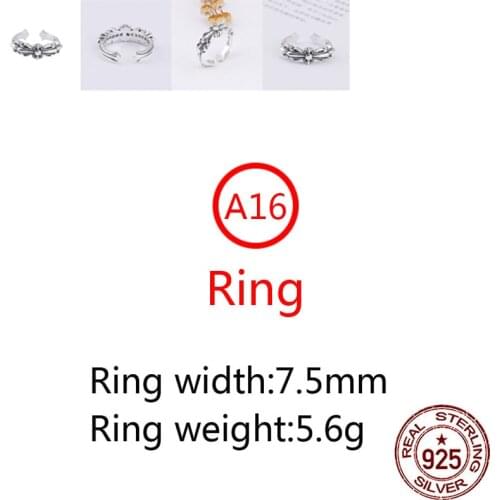 A16 100% s925 sterling silver ring punk cross style jewelry retro opening cross flower shape gift for love friends 2020 new hot