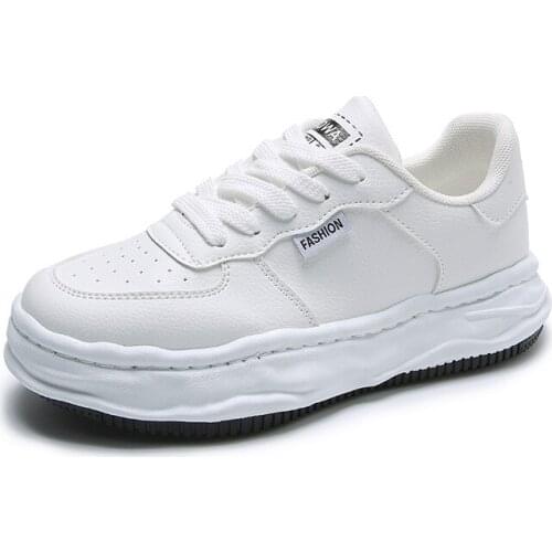 Womens White Shoes Leather Sneakers Platform Shoes Autumn Fashion Lace-up Female Shoes Tennis Shoes Zapatos De Mujer Zapatos