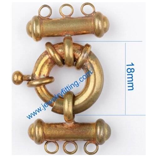 Brass Spring Ring Clasp with 6 loop China jewelry findings supplier shipping free mang color can be plated 200pcs