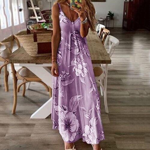 Summer Boho Max Dress Women Sexy Sleeveless Cami Beach Dress Robes Floral Printing Dress Long Dress Female Vestidos платье