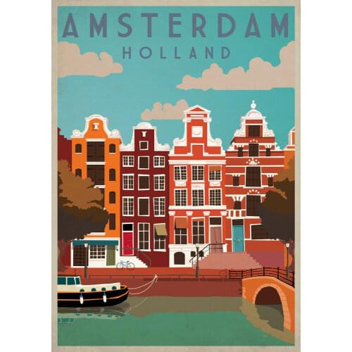 AMSTERDAM, METAL TIN SIGN POSTER WALL PLAQUE