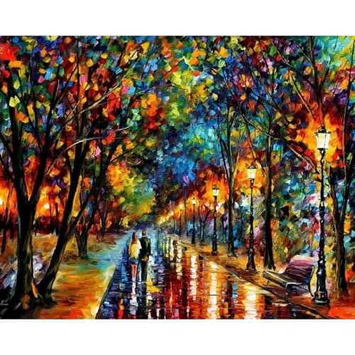 DIY Painting By Number Adults Paint By Numbers Home Decor Canvas Painting Wall Art Street Couple Landscape Schilderen Op Nummer