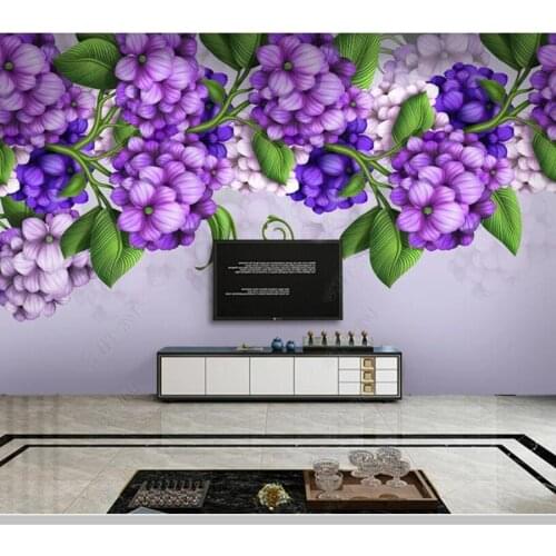 Papel de parede modern purple flower rural style 3d wallpaper mural,living room tv wall bedroom wall papers home decor