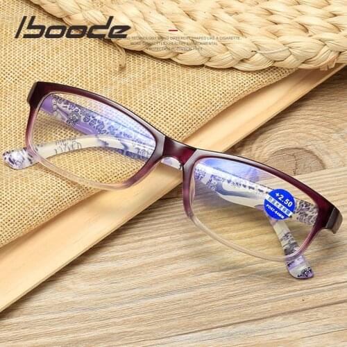 Iboode Printing Purple Red Ultra Light Reading Glasses for Women Men Presbyopia Hyperopia Eyeglasses Anti-blue Light +1.0 to 4.0