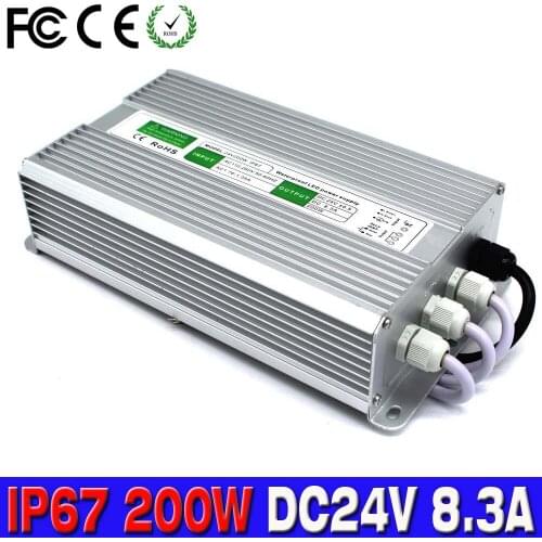 Single Output Power Supply DC 24V 200W 8.3A Waterproof IP67 Electronic LED Driver outdoor transformers adapter For Led Lighting