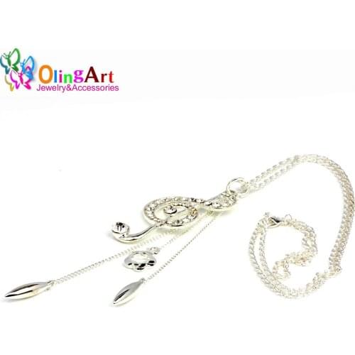 OlingArt Female Fashion music 3*15*70CM 1pcs/lot Silver-color Clavicle chain necklaces DIY Women Jewelry making