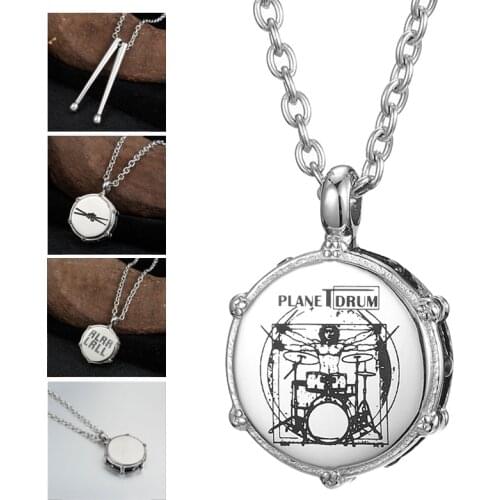 Mens Stainless Steel Necklaces Music Rockers Jazz Band Drum Drummers Hip Hop Necklace Men Chain Pendant Necklace for Men