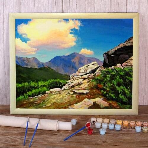 Landscape Pink Cloud DIY Painting By Numbers Package Oil Paints 50*70 Painting On Canvas Loft Wall Picture For Wholesale