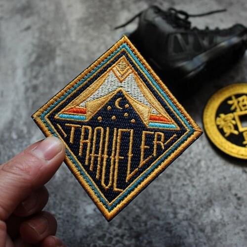 Camping Series Traveler Tent Starry Sky Full Embroidery Patch Velcro Armband Explore Wander Badge Sticker For Clothing