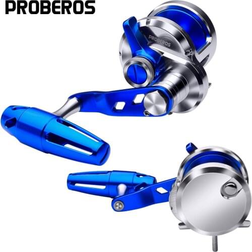 PRO BEROS Seawater Trolling Reels 5.7:1 Aluminum CNC Machined Hollow Fishing Reels T-Bar Handle Jigging Reels (Right-Hand)