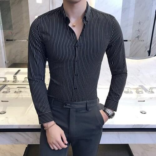 Long sleeve shirt British wind of new fund of 2017 autumn winters A238-1 - CS19P60 striped men shirt