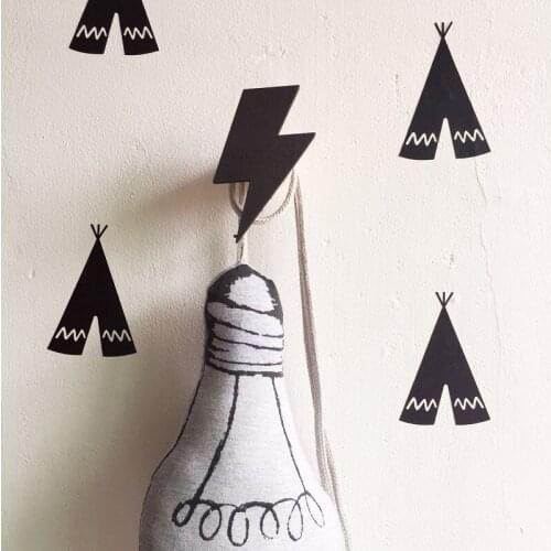 Nordic Wooden Hooks Lightning Pattern Kids Room Photography Props Organizer For Kitchen Key Clothes Clothes Racks Ornament