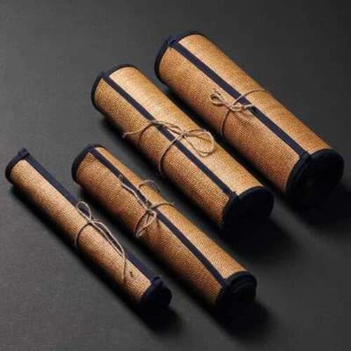Straw Woven Japanese Tea-Seat Hand-Woven Zen Garden Tea Table Waterproof Cloth Mat Tea Ceremony Utensils Tea Napkin Set